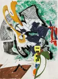 Frank Stella, Ahab's Leg“, aus der Serie: „The Waves, 1989, Serigrafie, Lithografie und Linolschnitt mit Handkolorierung und Collage