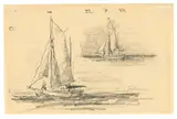Lyonel Feininger, Zwei Segelboote, 1924, Kreide und Bleistift auf Papier