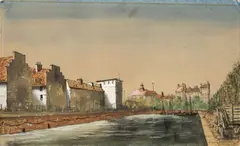Dorfbassin in Bremen (Hafenpartie)“. Vor 1932 by Franz Radziwill, Aquarell und Deckweiß auf Papier, sold Jun 2015