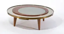 William Wurster, Circular coffee table, c. 1955, Custom designed for the Froum House Sea Cliff, California