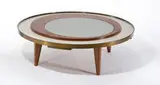 William Wurster, Circular coffee table, c. 1955, Custom designed for the Froum House Sea Cliff, California