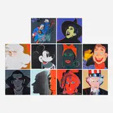 Superman, The Witch, Santa Claus, Mickey Mouse, Mammy, Howdy Doody, Dracula, The Shadow, The Star and Uncle Sam by Andy Warhol, sold Nov 2019