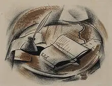 Konrad Cramer, Ink Well, 1930, ink, chalk and wash on paper