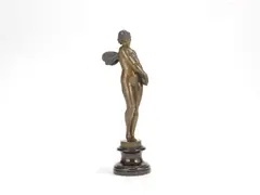 Gustav Eberlein, A Patinated Bronze Figure of a Winged Nymph, circa 1900, raised on a variegated marble plinth
