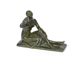 Suzanne Bizard, A Green Patinated Bronze Figure of Nude Female, circa 1925, A Green Patinated Bronze Figure of Nude Female, circa 1925