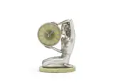 Josef Lorenzl, A Cold Painted Bronze and Green Onyx Figural Table Clock