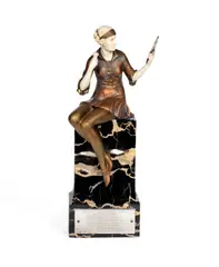 Ferdinand Preiss, 'Powder Puff': A Cold-Painted and Carved Ivory Figure, circa 1925