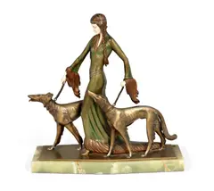 Professor Otto Poertzel, 'The Aristocrats': An Art Deco Cold-Painted and Carved Ivory Figural Group, circa 1925