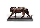 André Vincent Becquerel, An Art Deco Bronze Sculpture of a Panther, circa 1925, mounted on a rectangular black marble base