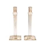 René Lalique, A Pair of Pre-War 'Cariatide' Decorative Motifs, design introduced in 1922, clear glass, press-moulded, frosted and polished with sepia staining