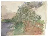Lovis Corinth, Sturm am Starnberger See, 1896, Aquarell über Bleistift auf Bütten