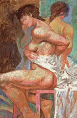 Willi Sitte, Nach dem Bad, 1995, Öl auf Hartfaser