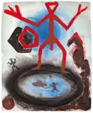 A. R. Penck, Weltordnung, 1995, Acryl und Gouache auf dickem handgeschöpften Papier