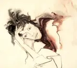 Max Kaus, Liegende Turu, 1948, Aquarell und Rötel auf Bütten