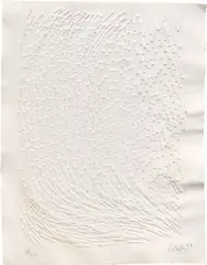 Günther Uecker, Ohne Titel (aus: „Meine Kindheit - Schmerz und Heilung“), 1997, Prägedruck auf Bütten