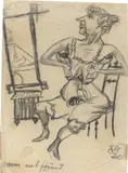 Otto Dix, Dame mit Hund, 1920, Kohle auf Papier