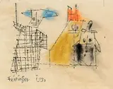 Ghosties by Lyonel Feininger, 1953, Aquarell auf dünnem Papier, sold Nov 2011