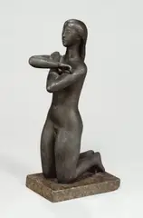 Hermann Blumenthal, Kniende mit Zopf, 1934, Zink auf Steinsockel montiert. Höhe (ohne Sockel): 28 cm (11 in.)