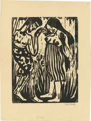 Tändelei by Emil Nolde, 1917, Holzschnitt auf leichtem Karton, sold Dec 2023