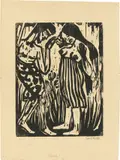 Emil Nolde, Tändelei, 1917, Holzschnitt auf leichtem Karton