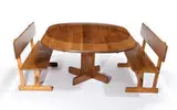 Gerald McCabe, Dining table and benches, c. 1970, Orange Crate Modern