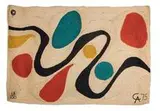 Turquoise tapestry by Alexander Calder, 1975, Handwoven maguey jute fiber, sold Jun 2007