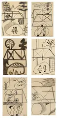 Hananiah Harari, untitled, six works, 1937, ink and pencil on paper