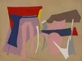 Esphyr Slobodkina, Toys in the Attic, gouache on cardboard