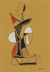 Sidney Gordin, untitled, pair, one pencil on paper, other ink and crayon, one pencil on paper, other ink and crayon