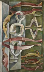 Emanuel Glicen Romano, Abstract Figure and Vases, 1954, oil on canvas