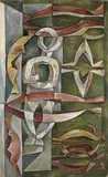 Emanuel Glicen Romano, Abstract Figure and Vases, 1954, oil on canvas