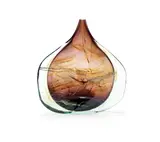 Michael Harris, A Mdina Glass Fish Vase, circa 1970, hand-blown glass, the flat clear body with an internal pale mauve core with olive green flecking surrounding opalescent streaks