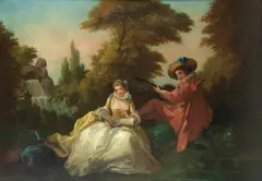 Nicolas Lancret, The music lesson, oil on canvas
