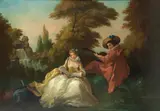 Nicolas Lancret, The music lesson, oil on canvas