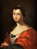 Pietro Rotari, Portrait of a lady, half-length, in a white dress with a red wrap, oil on canvas