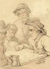 A game of draughts by Thomas Rowlandson, pen, ink and watercolour on paper, offered Mar 2020