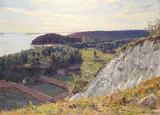 Gottfrid Samuel N. Kallstenius, A farm by the sea, oil on canvas