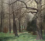 Adolf Kaufmann, Woodland scene, oil on canvas