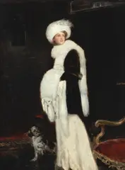 Raffael Schuster-Woldan, Portrait of a lady in furs, oil on panel