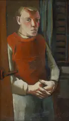 Karl Tratt, Junger Mann in der Tür, Um 1932, Öl auf Leinwand (beidseitig)