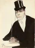 Jeanne Mammen, Männerporträt mit Zylinder und Monokel