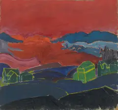 Carl Lohse, Rote Landschaft, Um 1920, Öl auf Rupfen