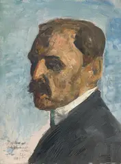 Lesser Ury, Selbstbildnis (Ich selbst als ich krank war), 1915, Öl auf Holz