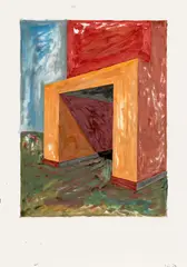 Thomas Schütte, DIE BURG“ (Portal), 1984, Lackfarbe, Bleistift und Filzstift auf Papier