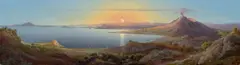 August Ahlborn, Blick auf Neapel und den Vesuv, Öl auf Leinwand