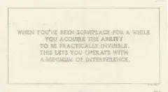 Jenny Holzer, The Living Series: When you've been someplace... (Bench 11), 1980, Grafit und Bleistift auf Transparentpapier. 55,7­ × 100,7 cm (21 ⅞­ × 39 ⅝ in.)