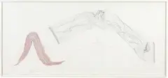 Jorinde Voigt, Kontinental IV: Horizont (mögliche Farben der Horizontlinie), Position, Himmelsrichtung, Melodie, Zäsur; Airport, Territorium, Kontinentalgrenze, Externe Zentren, Rotation, 2010, Tinte, Ölkreide und Bleistift auf Velin