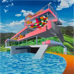 SEO, Terrasse n+1, 2015, Acryl und Papiercollage auf Leinwand