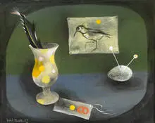 Karl Priebe, Fallen Feather, 1952, watercolor and gouache