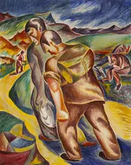 untitled (Travelers) by Leon Bibel, c.1939, oil on canvas, sold May 2002